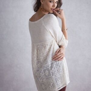 NWT Anthropologie Ivory Mixed Media Lace Knit BohoTop NWT Size Large